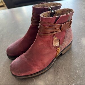 Stylish Burgundy Genuine Leather Ankle Boots
